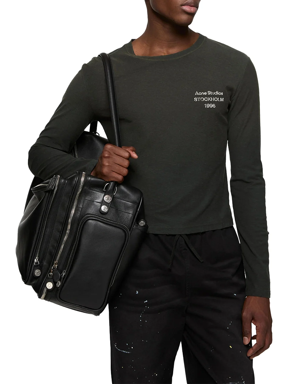 Acne Studios Women Distressed Logo T-Shirt Faded Black - Image 5