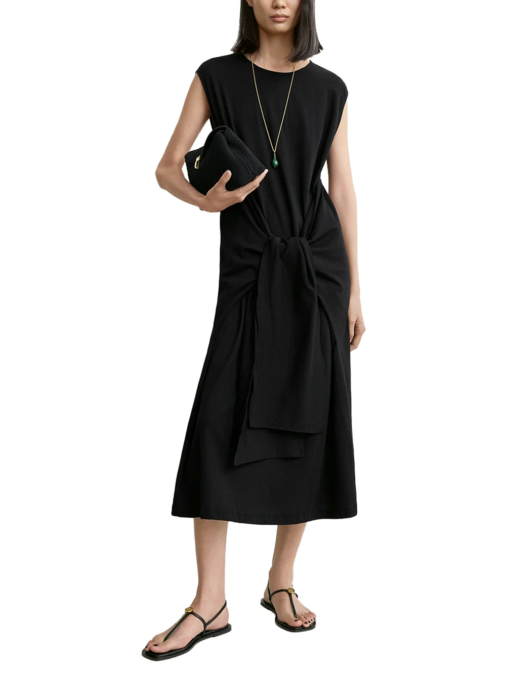 Toteme Tie-waist Jersey Dress Black - Image 2